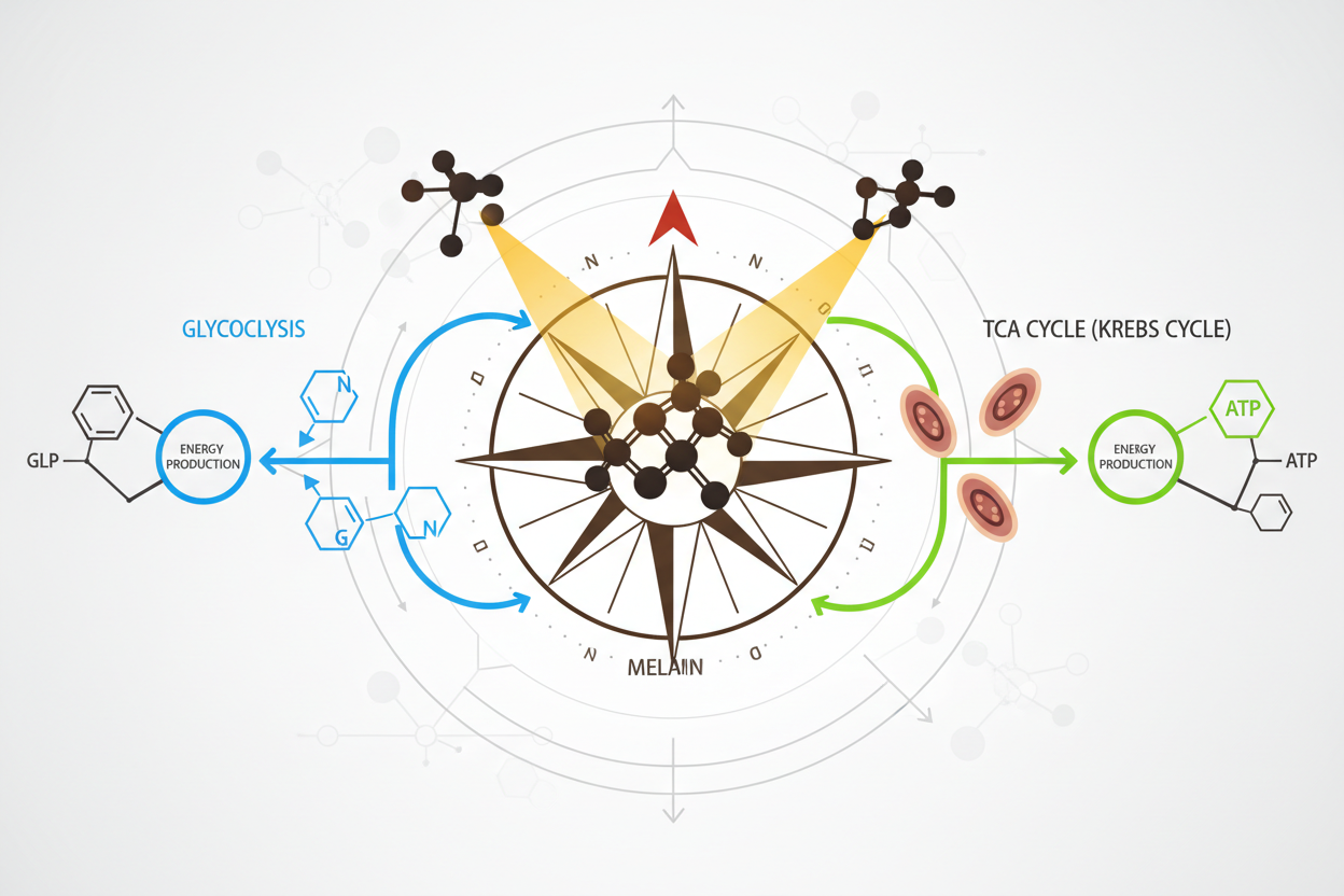Melanin jako metabolický kompas: jak světlo vybírá, jestli pojedeš glykolýzu, nebo TCA