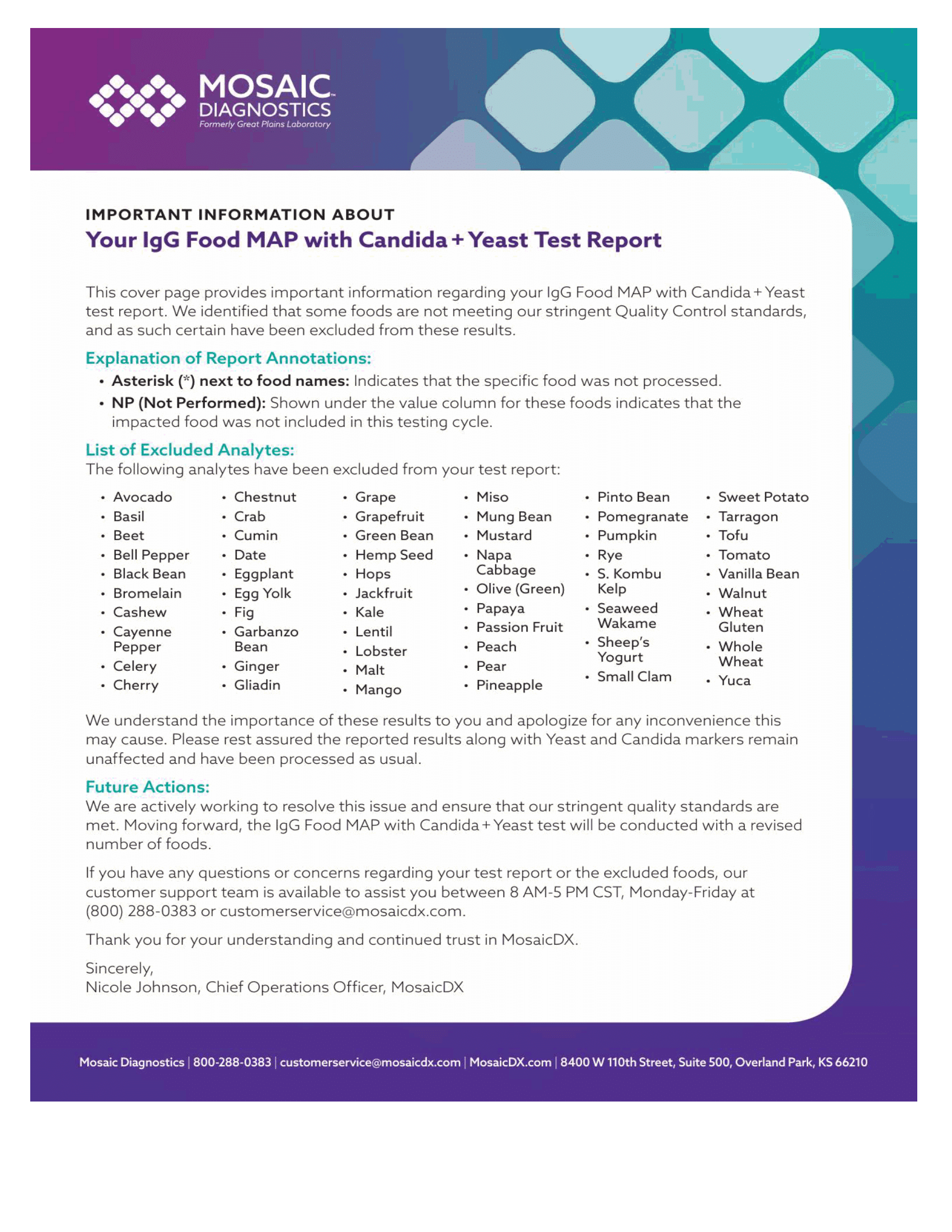 Food intolerance test